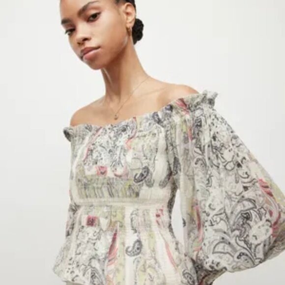 All Saint Lara Makutu Smocke Blouse - Picture 1 of 16
